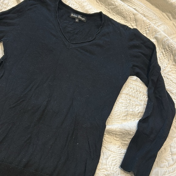 Crystallized Design Cotton/Cashmere Black Sweater-Large - Picture 7 of 9